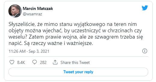 Tweet z profilu @wsamraz