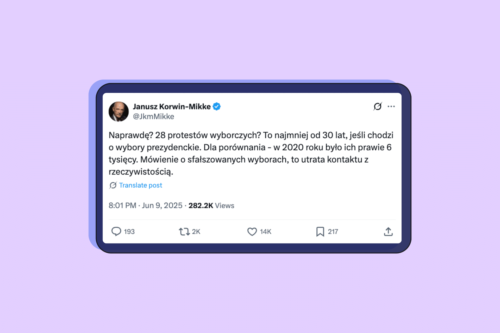 Protestów wyborczych najmniej od 30 lat? Sprawdzamy wpis Janusza Korwin-Mikkego