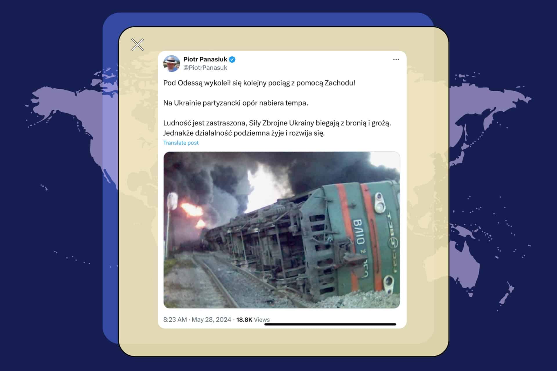 Czy pod Odessą wykoleił się pociąg z pomocą z Zachodu dla Ukrainy?